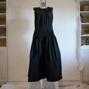 Black Dress with Elastic Waist and Ruffles